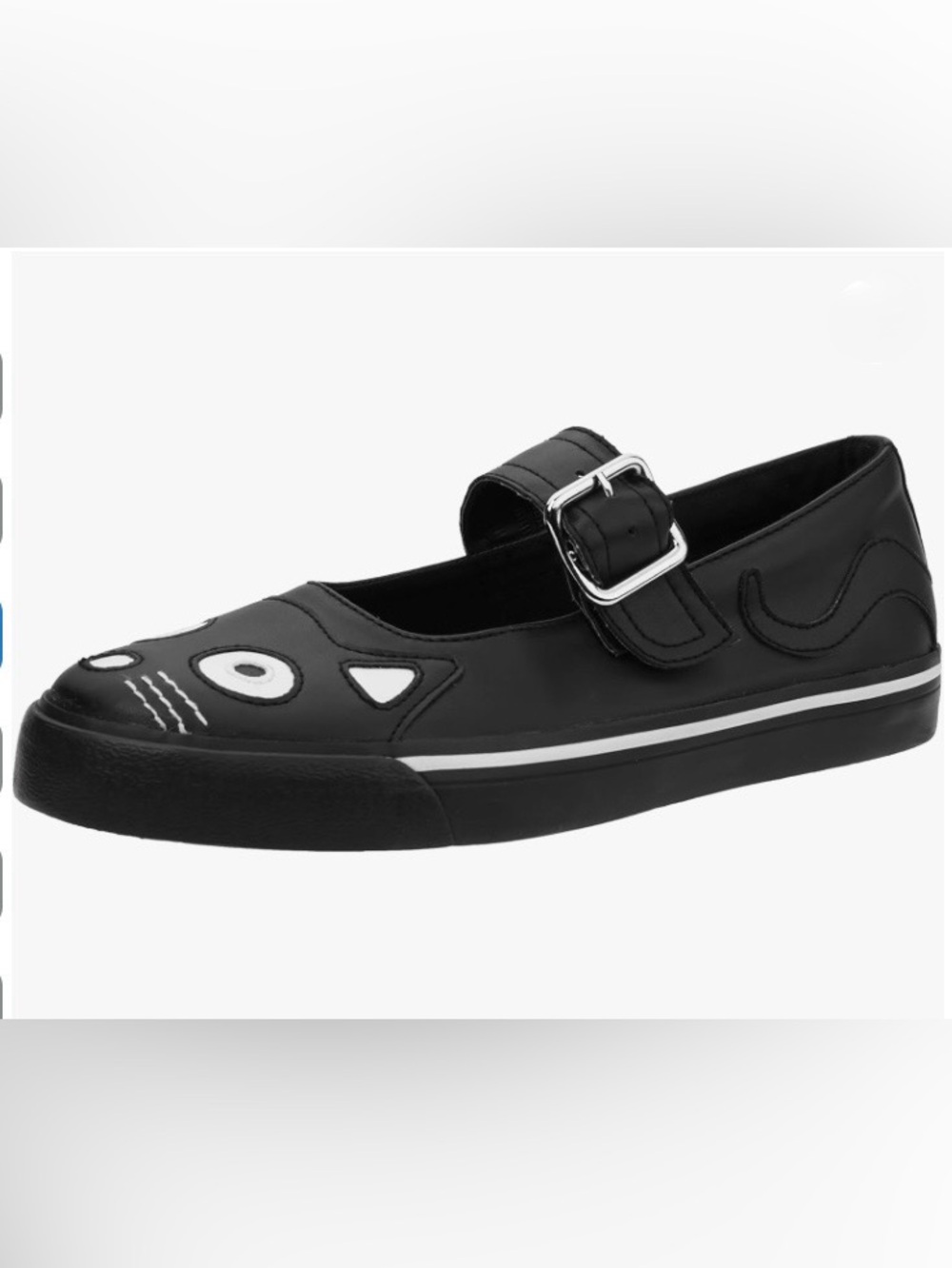 T.U.K Black Women’s Mary Jane Cat Face Shoes with Silver Buckle Size 7